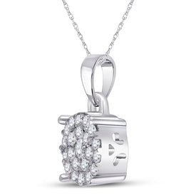 10K White Gold Round Diamond Pendant 1/4 Cttw - Splendid Jewellery