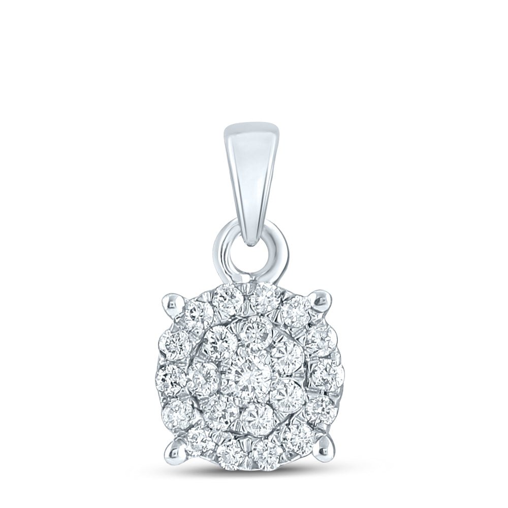 10K White Gold Round Diamond Pendant 1/4 Cttw - Splendid Jewellery