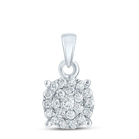 10K White Gold Round Diamond Pendant 1/4 Cttw - Splendid Jewellery