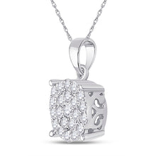 Load image into Gallery viewer, 10K White Gold Round Diamond Womens Circle Cluster Pendant 1/2 Cttw - Splendid Jewellery
