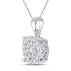 10K White Gold Round Diamond Womens Circle Cluster Pendant 1/2 Cttw - Splendid Jewellery