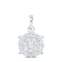 Load image into Gallery viewer, 10K White Gold Round Diamond Womens Circle Cluster Pendant 1/2 Cttw - Splendid Jewellery