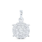 10K White Gold Round Diamond Womens Circle Cluster Pendant 1/2 Cttw - Splendid Jewellery