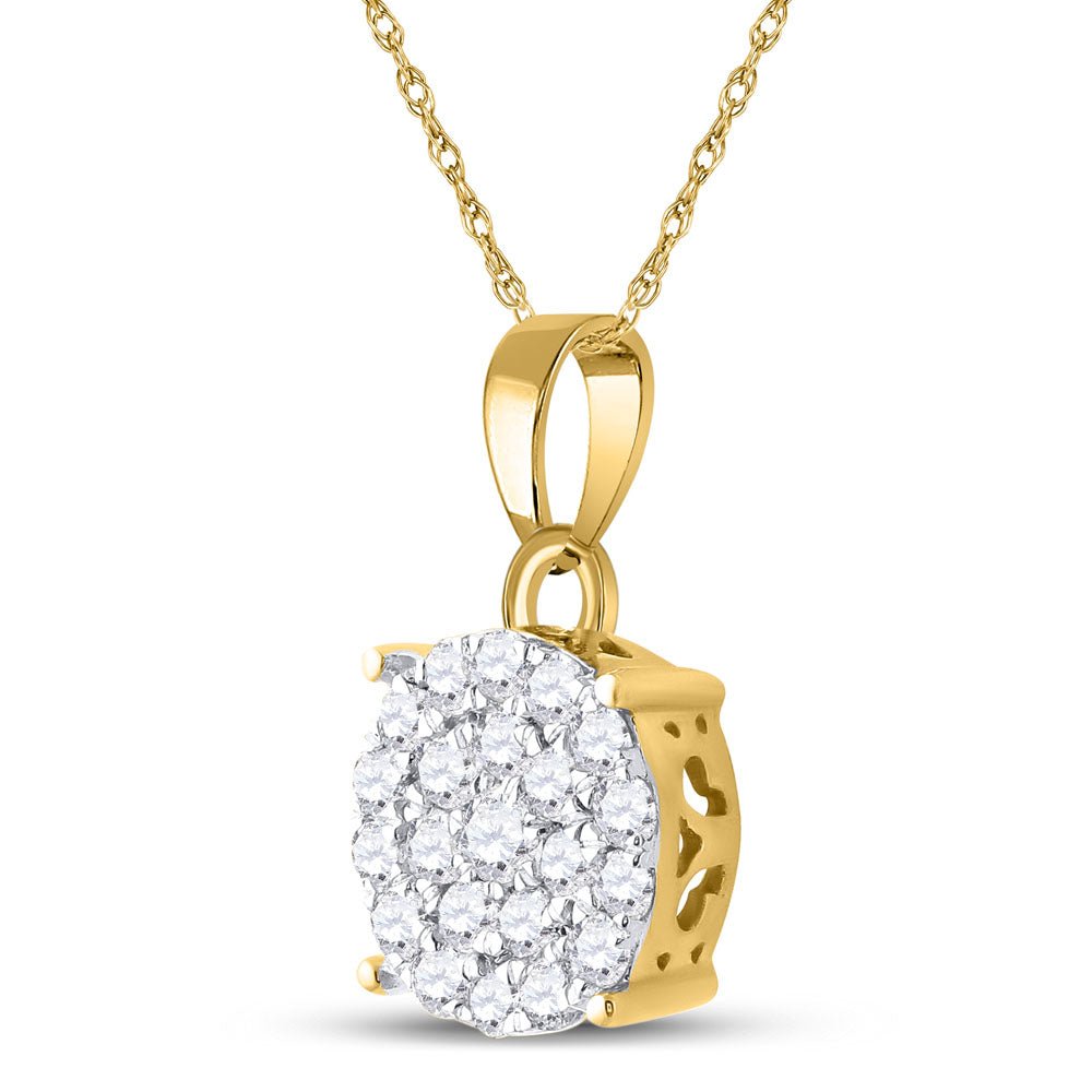 10K Yellow Gold Round Diamond Pendant 3/4 Cttw - Splendid Jewellery