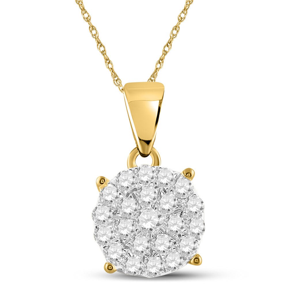 10K Yellow Gold Round Diamond Pendant 3/4 Cttw - Splendid Jewellery