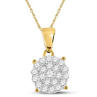 10K Yellow Gold Round Diamond Pendant 3/4 Cttw - Splendid Jewellery