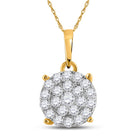10K Yellow Gold Round Diamond Pendant 1 1/2 Cttw - Splendid Jewellery
