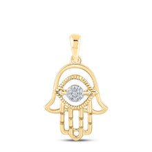 Load image into Gallery viewer, 10K Yellow Gold Round Diamond Womens Hamsa Fashion Pendant 1/20 Cttw - Splendid Jewellery