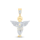 10K Yellow Gold Round Diamond Guardian Angel Charm Pendant 1/2 Cttw - Splendid Jewellery