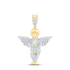 10K Yellow Gold Round Diamond Guardian Angel Charm Pendant 1/2 Cttw - Splendid Jewellery