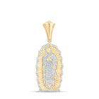 10K Yellow Gold Round Diamond Guadalupe Mary Charm Pendant 1 Cttw - Splendid Jewellery