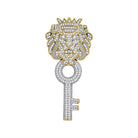 10K Yellow Gold Round Diamond King Lion Key Charm Pendant 7/8 Cttw - Splendid Jewellery