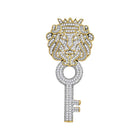 10K Yellow Gold Round Diamond King Lion Key Charm Pendant 7/8 Cttw - Splendid Jewellery
