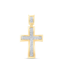 Load image into Gallery viewer, 10K Yellow Gold Round Diamond Cross Charm Pendant 1/6 Cttw - Splendid Jewellery