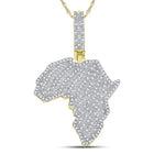 10K Yellow Gold Round Diamond Africa Continent Charm Pendant 5/8 Cttw - Splendid Jewellery