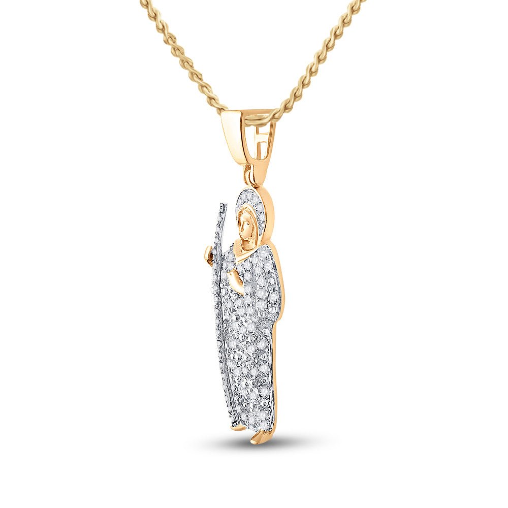 14K Yellow Gold Round Diamond P1p2 Ãst. Judeä Charm Pendant 3/8 Cttw - Splendid Jewellery