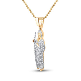 14K Yellow Gold Round Diamond P1p2 Ãst. Judeä Charm Pendant 3/8 Cttw - Splendid Jewellery