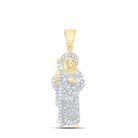 14K Yellow Gold Round Diamond P1p2 Ãst. Judeä Charm Pendant 3/8 Cttw - Splendid Jewellery