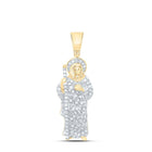 14K Yellow Gold Round Diamond P1p2 Ãst. Judeä Charm Pendant 3/8 Cttw - Splendid Jewellery