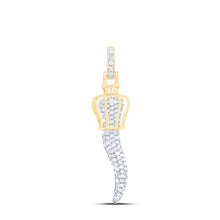 Load image into Gallery viewer, 10K Yellow Gold Round Diamond Italian Horn Charm Pendant 1/2 Cttw - Splendid Jewellery