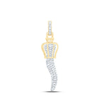 10K Yellow Gold Round Diamond Italian Horn Charm Pendant 1/2 Cttw - Splendid Jewellery