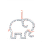 10K Rose Gold Round Diamond Womens Elephant Animal Pendant 1/6 Cttw - Splendid Jewellery