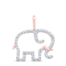 Load image into Gallery viewer, 10K Rose Gold Round Diamond Womens Elephant Animal Pendant 1/6 Cttw - Splendid Jewellery