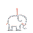 10K Rose Gold Round Diamond Womens Elephant Animal Pendant 1/6 Cttw - Splendid Jewellery
