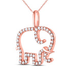 10K Rose Gold Round Diamond Womens Elephant Animal Pendant 1/6 Cttw - Splendid Jewellery
