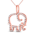 10K Rose Gold Round Diamond Womens Elephant Animal Pendant 1/6 Cttw - Splendid Jewellery