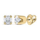 14K Yellow Gold Elegant Stud Earrings with Diamond for Everyday Wear - Splendid Jewellery