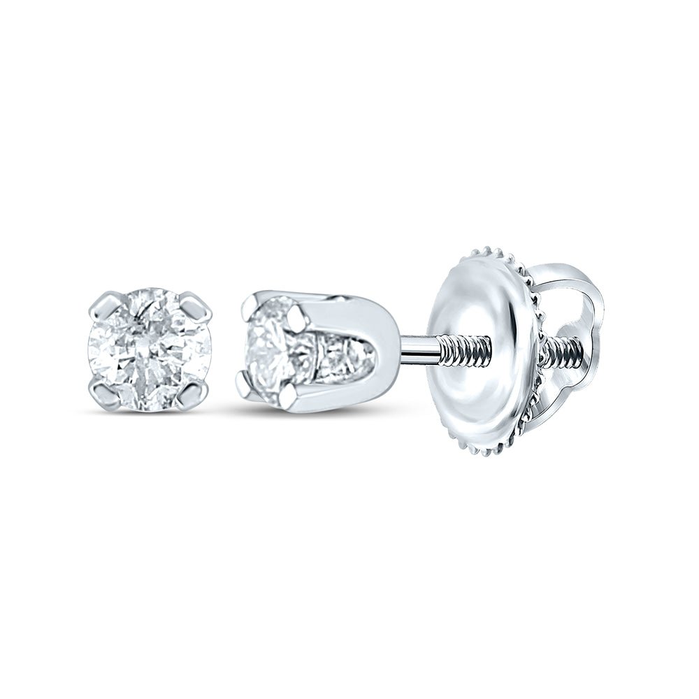 14K White Gold Round Diamond Stud Earrings - Splendid Jewellery