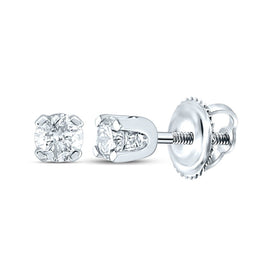 14K White Gold Round Diamond Stud Earrings - Splendid Jewellery