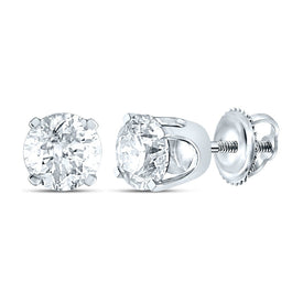 Round Diamond Earrings in 14K White Gold - Splendid Jewellery