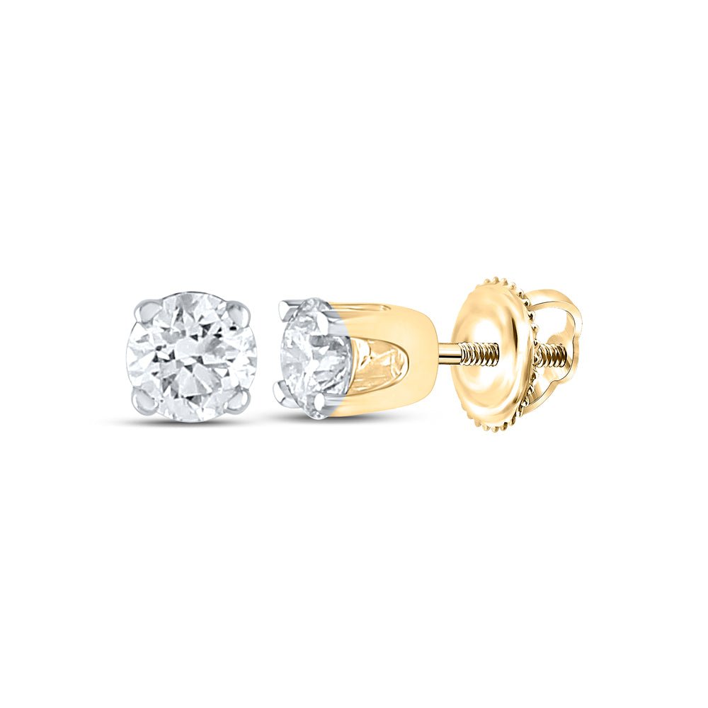 14K Yellow Gold Gift - Ready Diamond Earrings with Fine Detail - Splendid Jewellery