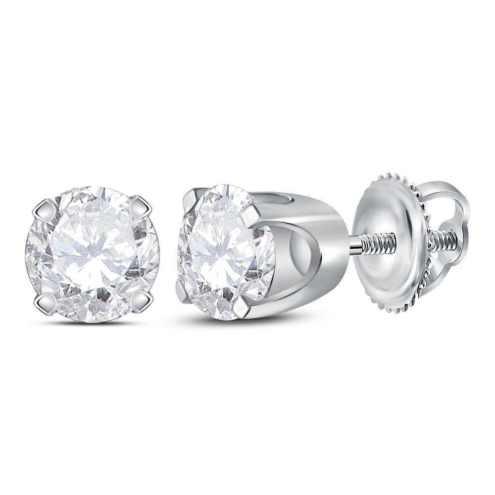 14K White Gold Diamond Stud Earrings 3/4 Cttw - Splendid Jewellery