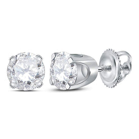 14K White Gold Diamond Stud Earrings 3/4 Cttw - Splendid Jewellery