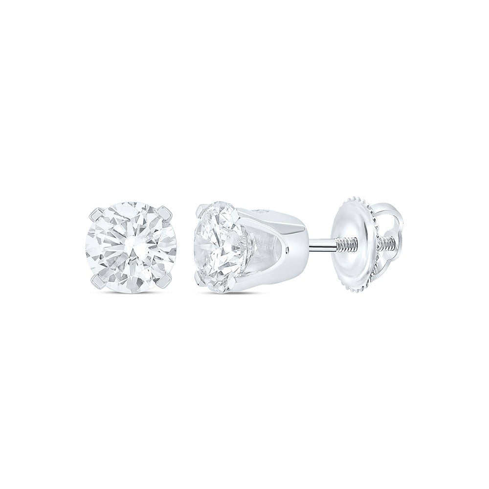 14K White Gold Diamond Stud Earrings 3/4 Cttw - Splendid Jewellery