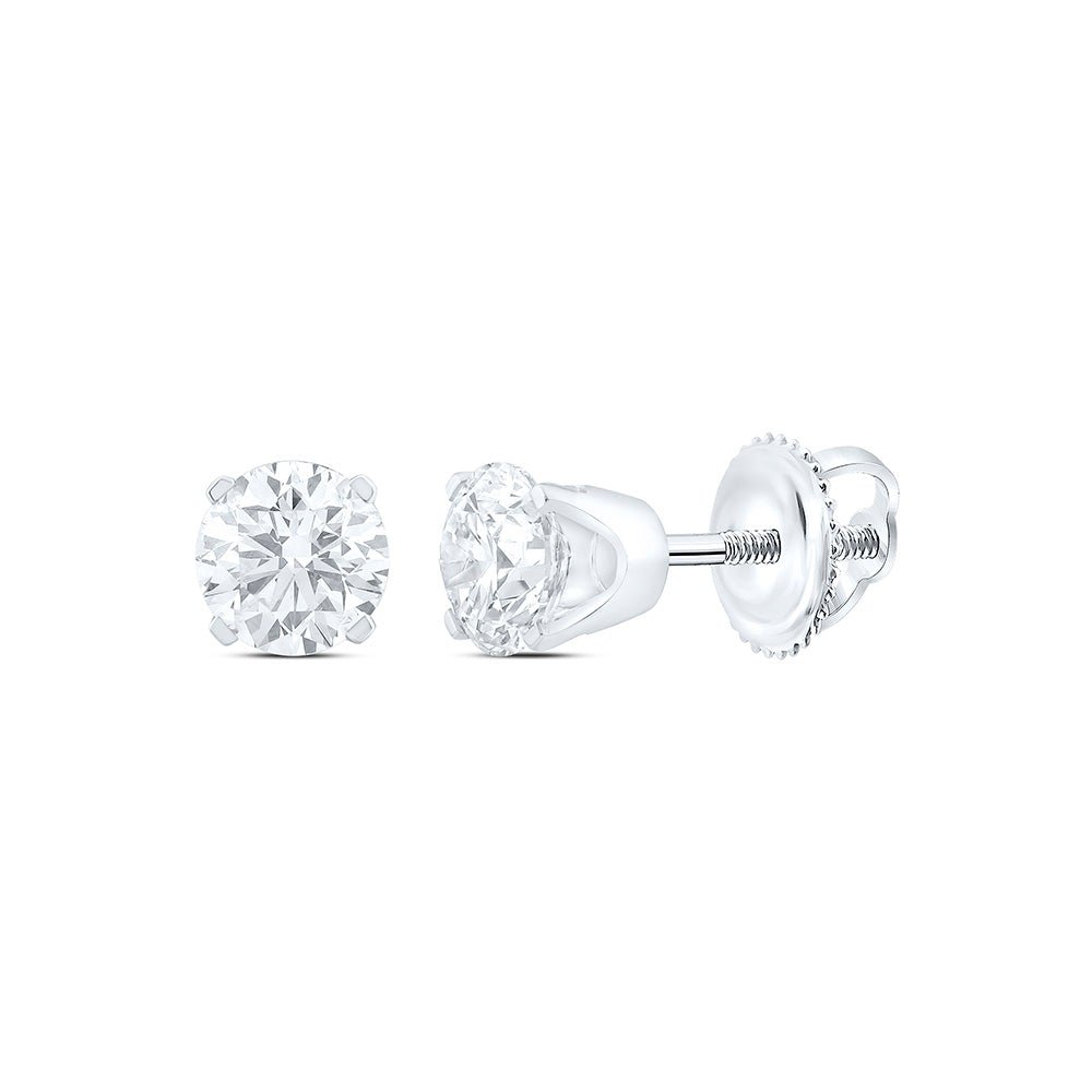 14K White Gold Elegant Stud Earrings with Diamond with Elegant Styling - Splendid Jewellery