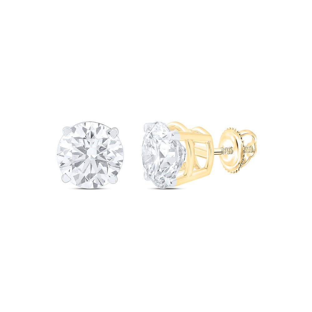 Diamond Stud Earrings in 14K Yellow Gold with Fine Detail - Splendid Jewellery