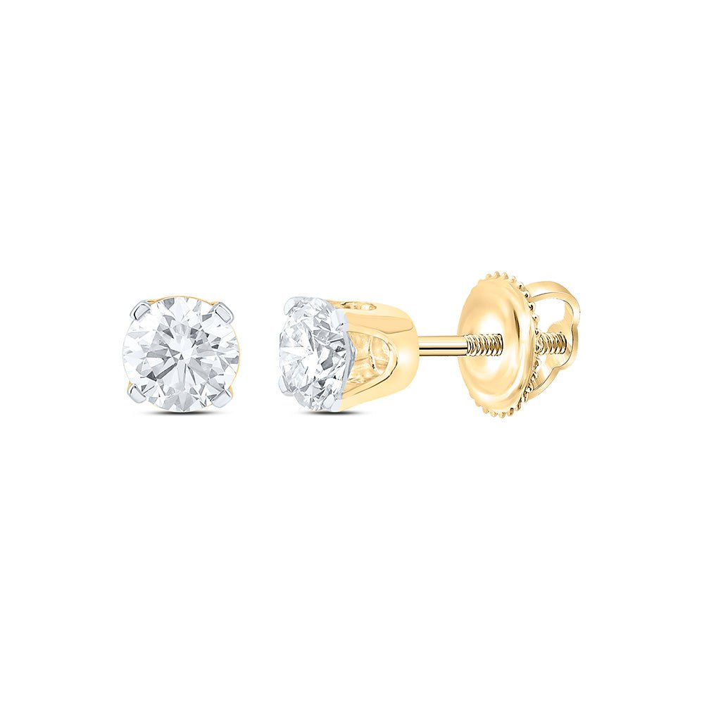Round Diamond Earrings in 14K Yellow Gold Gift Edition - Splendid Jewellery