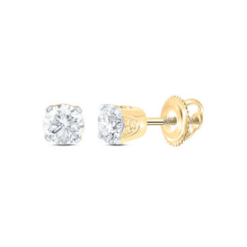 Round Diamond Earrings in 14K Yellow Gold Gift Edition - Splendid Jewellery