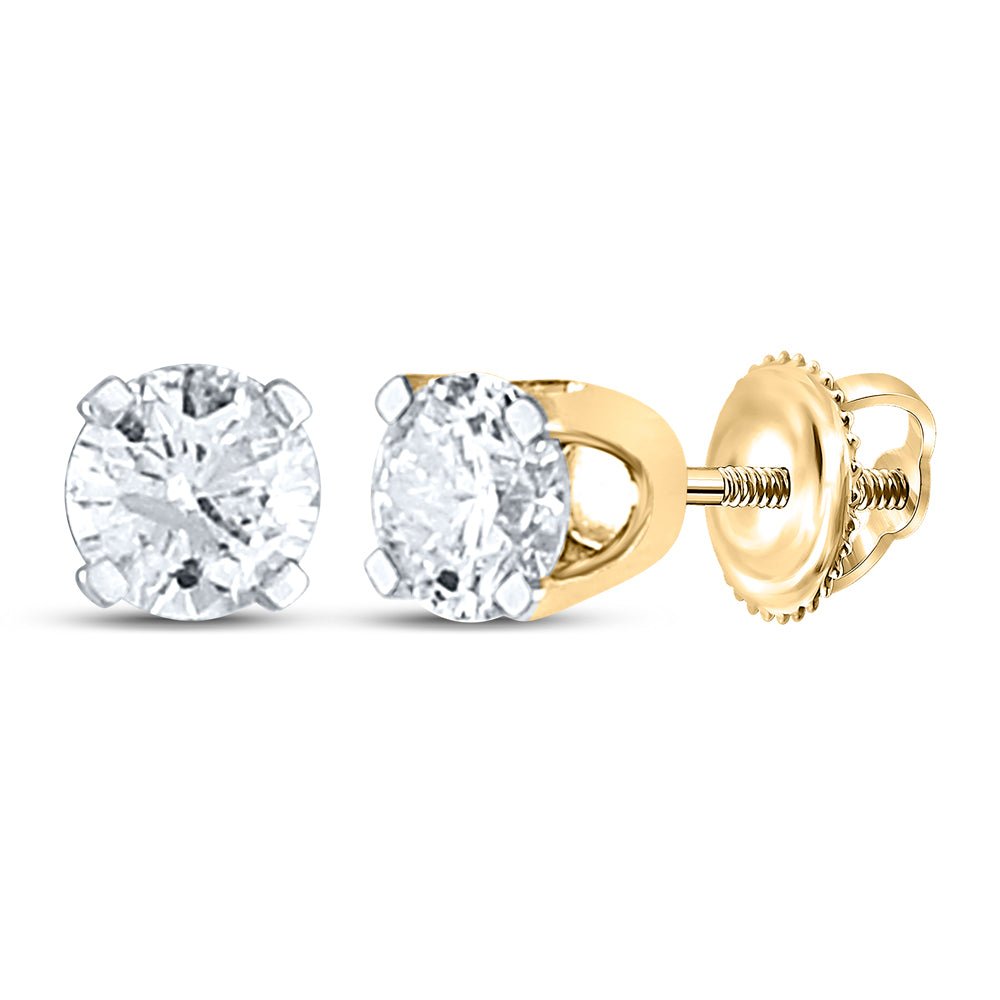 14K Yellow Gold Diamond Stud Earrings 1/4 Cttw - Splendid Jewellery