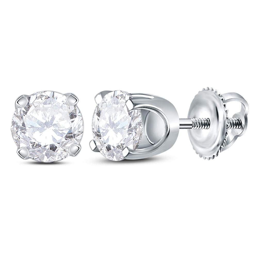 Diamond Stud Earrings in 14K White Gold with Elegant Styling - Splendid Jewellery