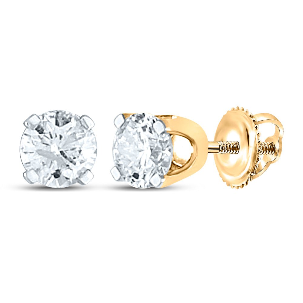 14K Yellow Gold Elegant Stud Earrings with Diamond with Elegant Styling - Splendid Jewellery
