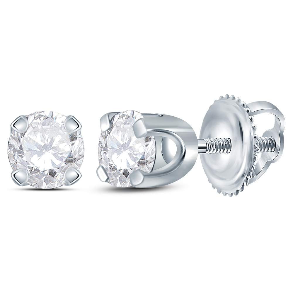 14K White Gold Gift - Ready Diamond Earrings with Fine Detail - Splendid Jewellery