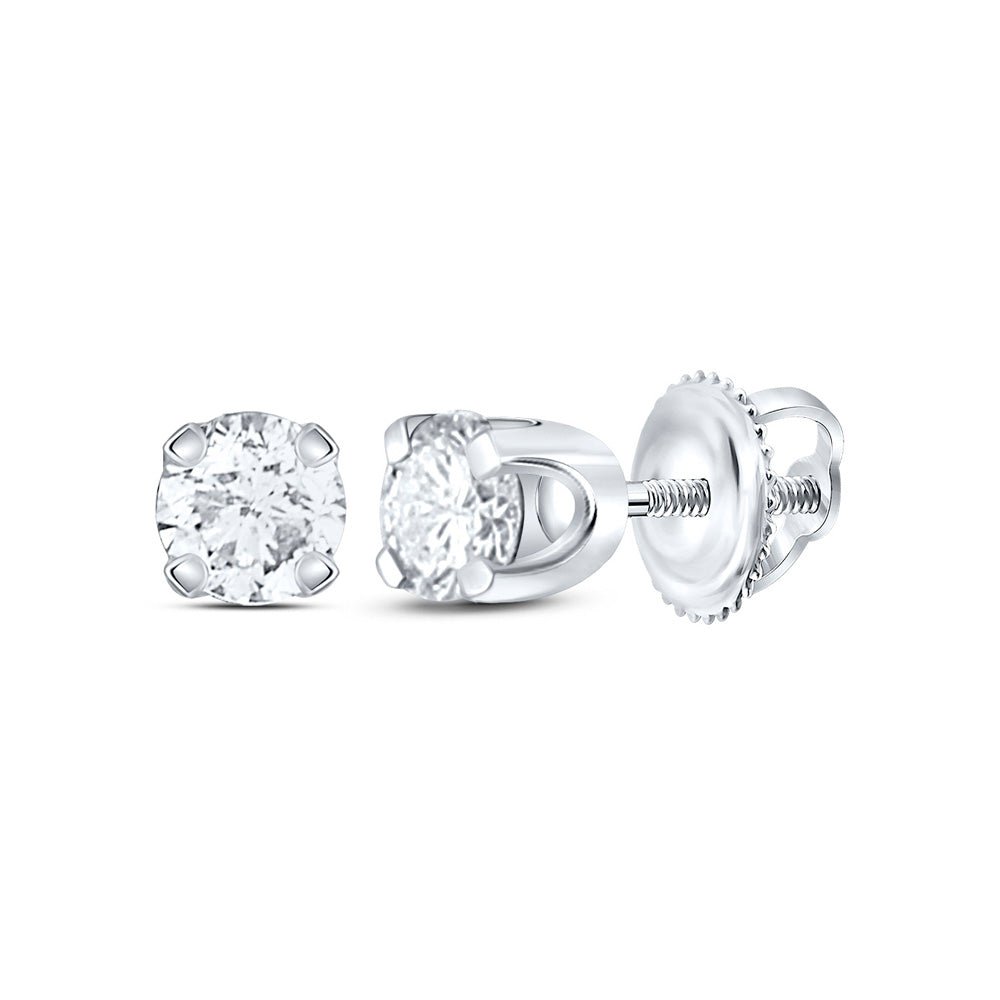 14K White Gold Gift - Ready Diamond Earrings with Fine Detail - Splendid Jewellery