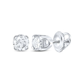 14K White Gold Gift - Ready Diamond Earrings with Fine Detail - Splendid Jewellery