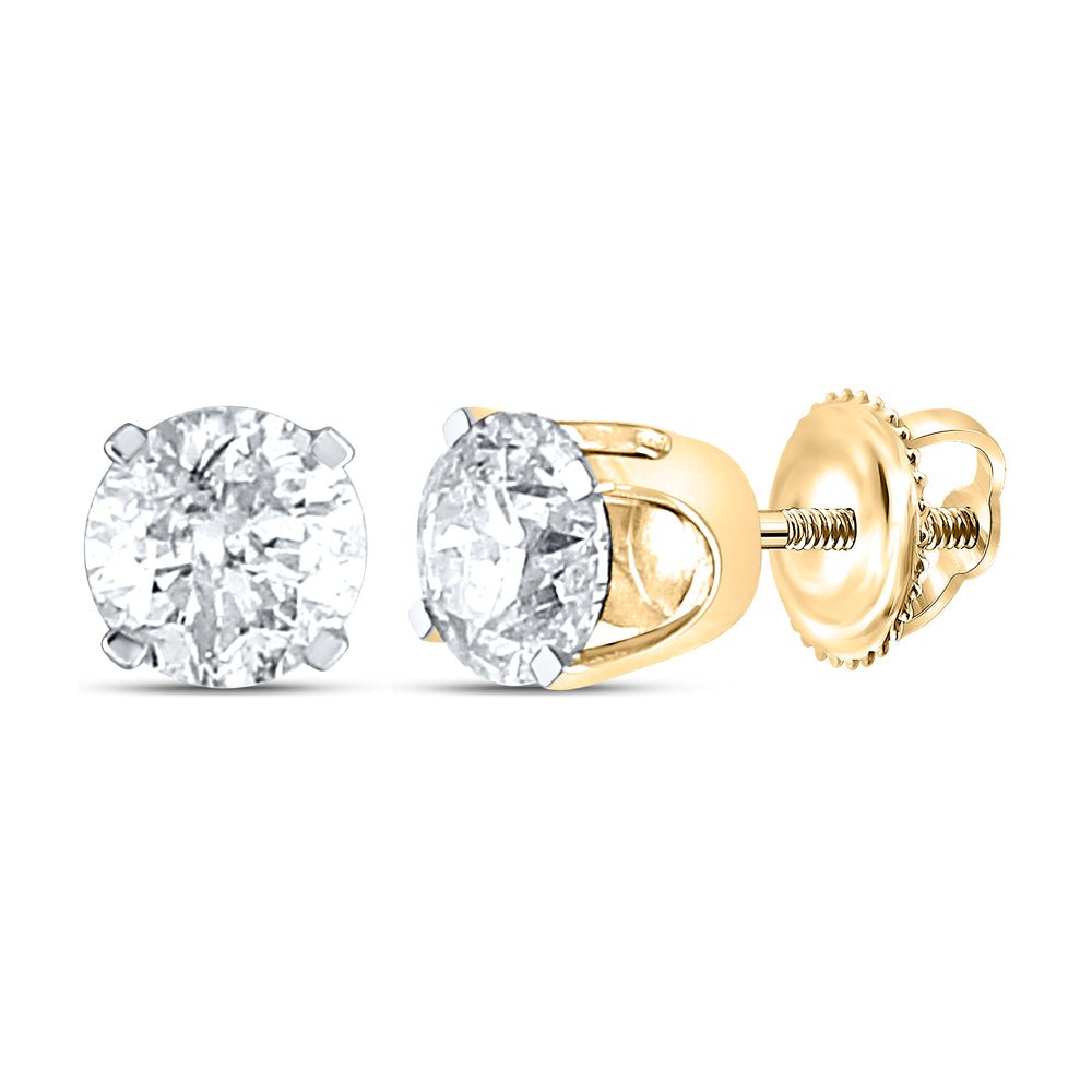 14K Yellow Gold Diamond Earrings for Everyday Wear for Everyday Wear - Splendid Jewellery