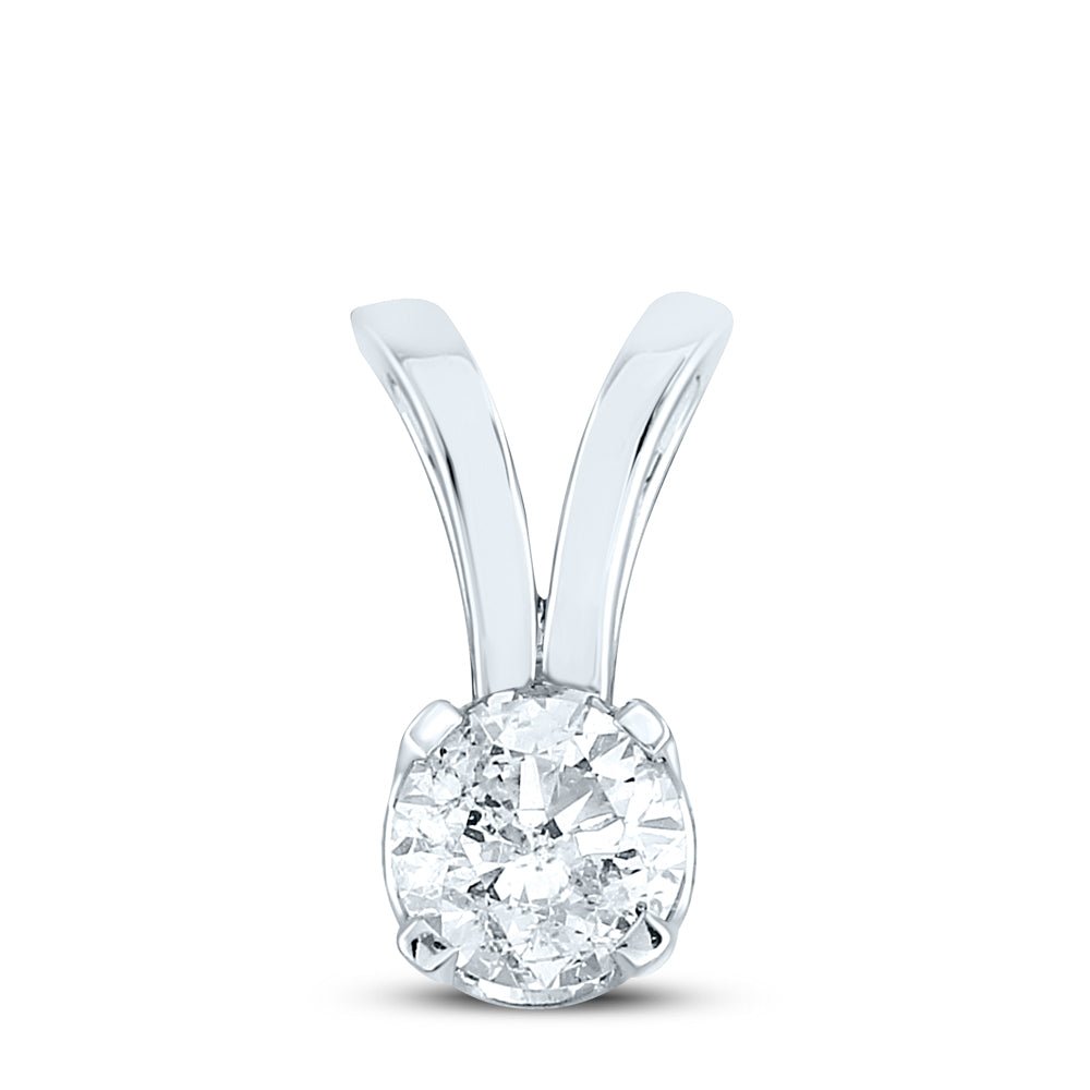 14K White Gold Round Diamond Womens Solitaire Pendant 1 Cttw - Splendid Jewellery